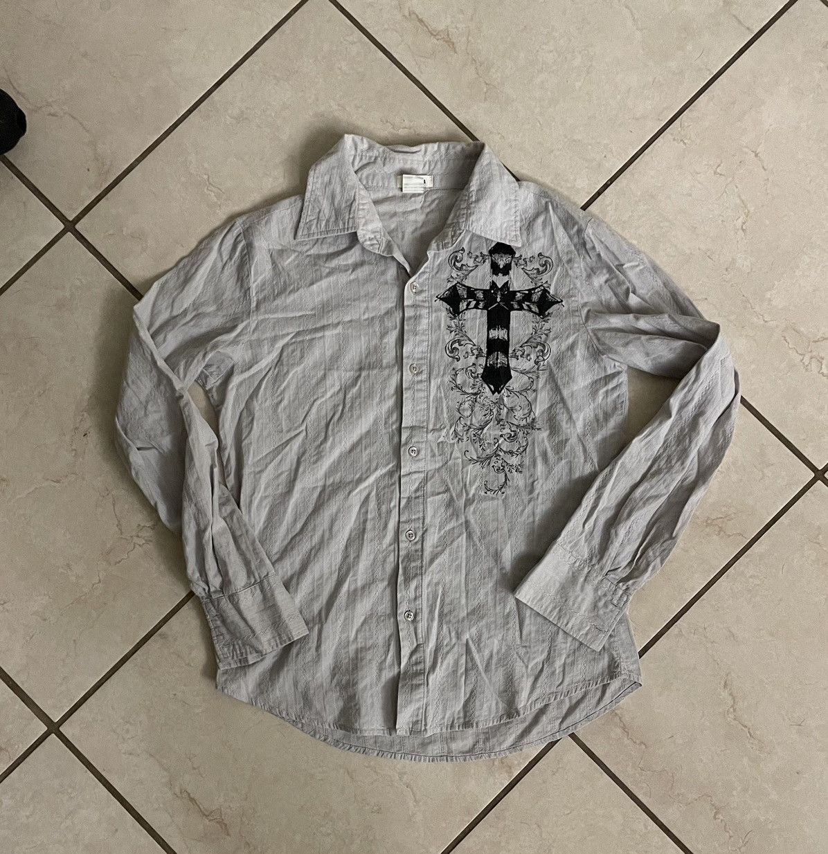 Pull à Capuche Affliction Grunge Tie-dye Bleu - Taille S, Style Y2K Cyber-emo, Croix Gothique