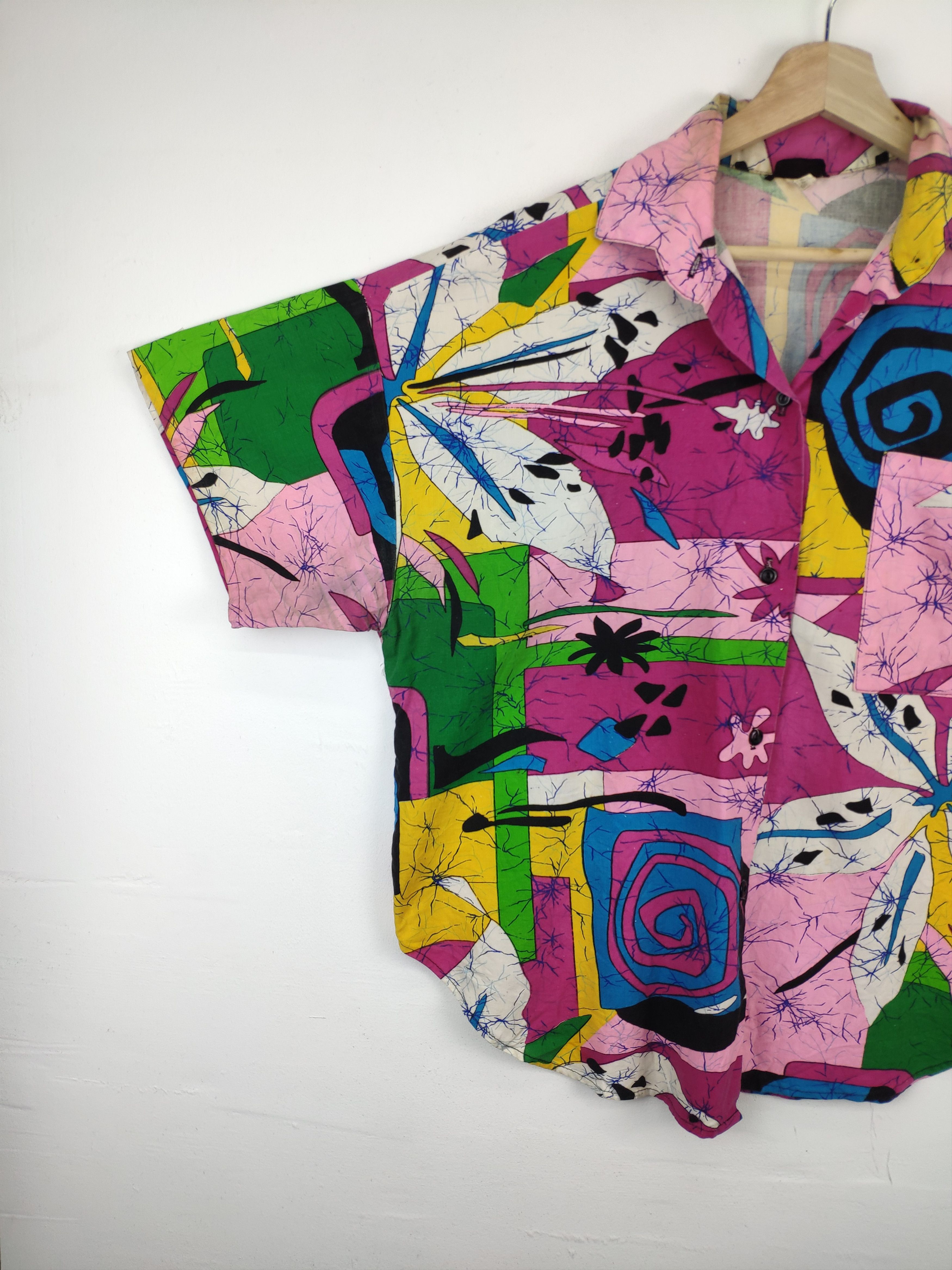 Vintage Vintage 1980s Hawaiian Shirt Abstract Printed Rare Design Size US L / EU 52-54 / 3 - 6 Thumbnail