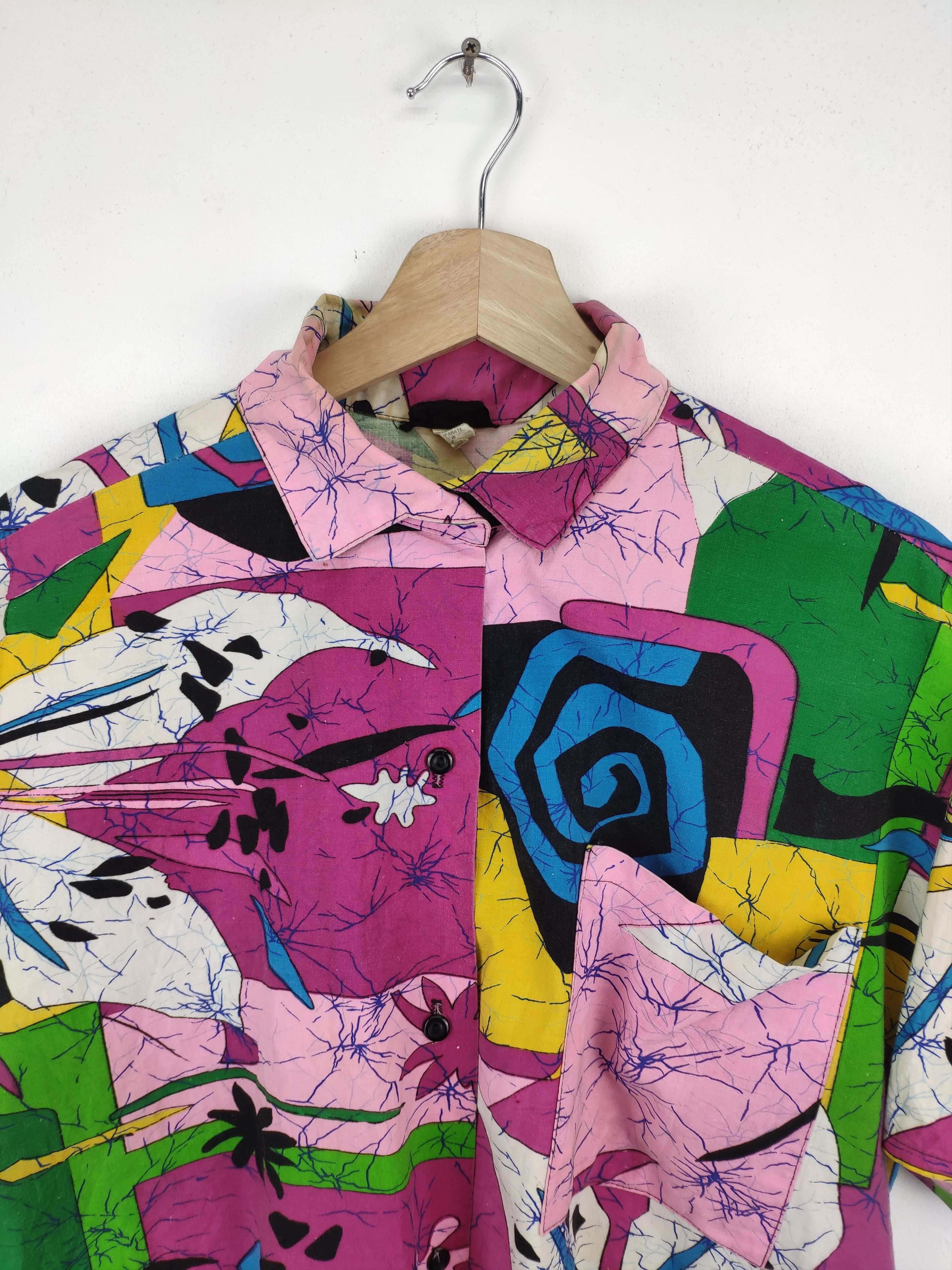 Vintage Vintage 1980s Hawaiian Shirt Abstract Printed Rare Design Size US L / EU 52-54 / 3 - 15 Thumbnail