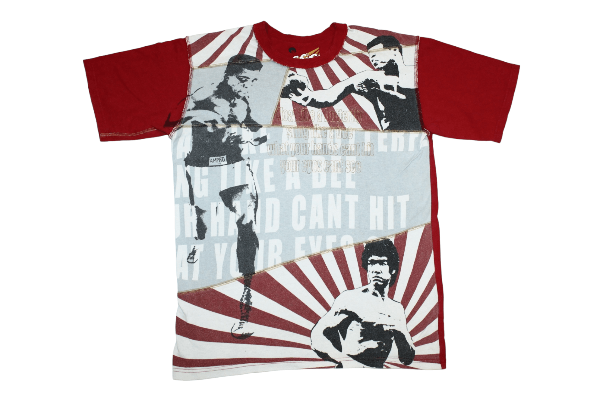 image of Bruce Lee x Ringspun VTG Ringspun Double Neck Distressed Graphic T-Shirt in Red, Men's (Size Medium