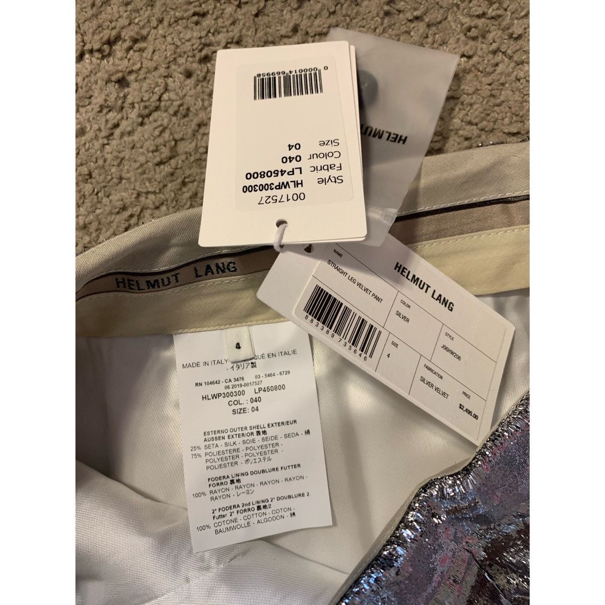 Helmut Lang HELMUT LANG SILVER VELVET PANTS Size 27" / US 4 / IT 40 - 10 Thumbnail
