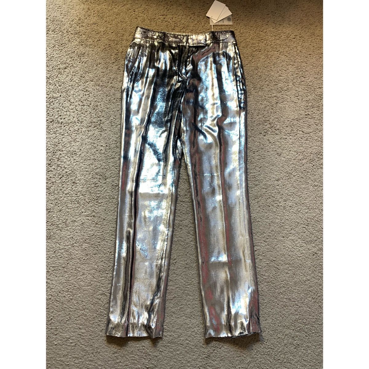Helmut Lang HELMUT LANG SILVER VELVET PANTS Size 27" / US 4 / IT 40 - 1 Thumbnail