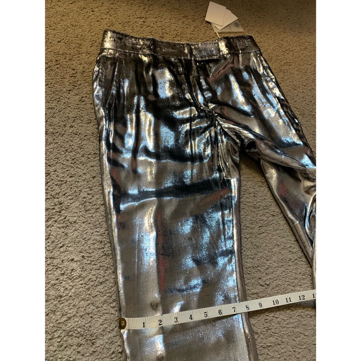 Helmut Lang HELMUT LANG SILVER VELVET PANTS Size 27" / US 4 / IT 40 - 4 Thumbnail