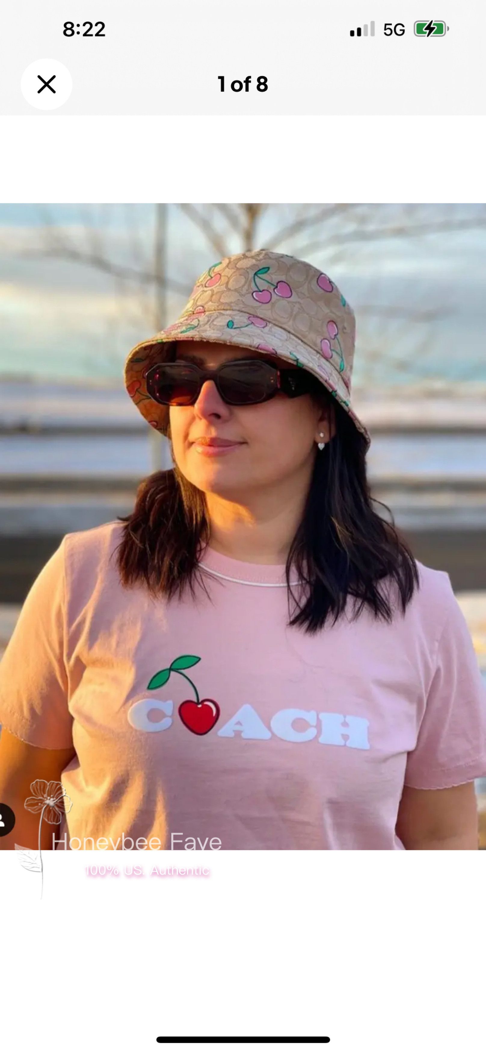 2024 Coach Signature Heart Cherry Print Bucket Hat