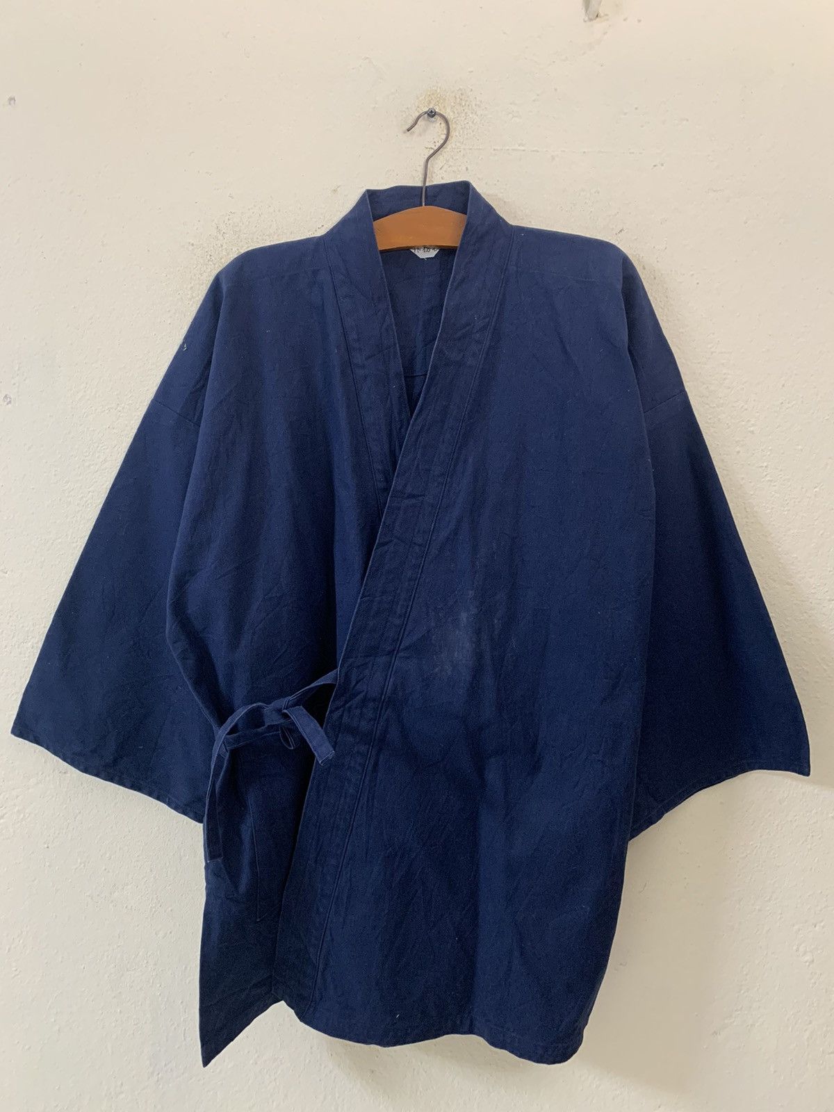 image of Japanese Traditional Indigo Kimono in Blue, Men's (Size Medium)