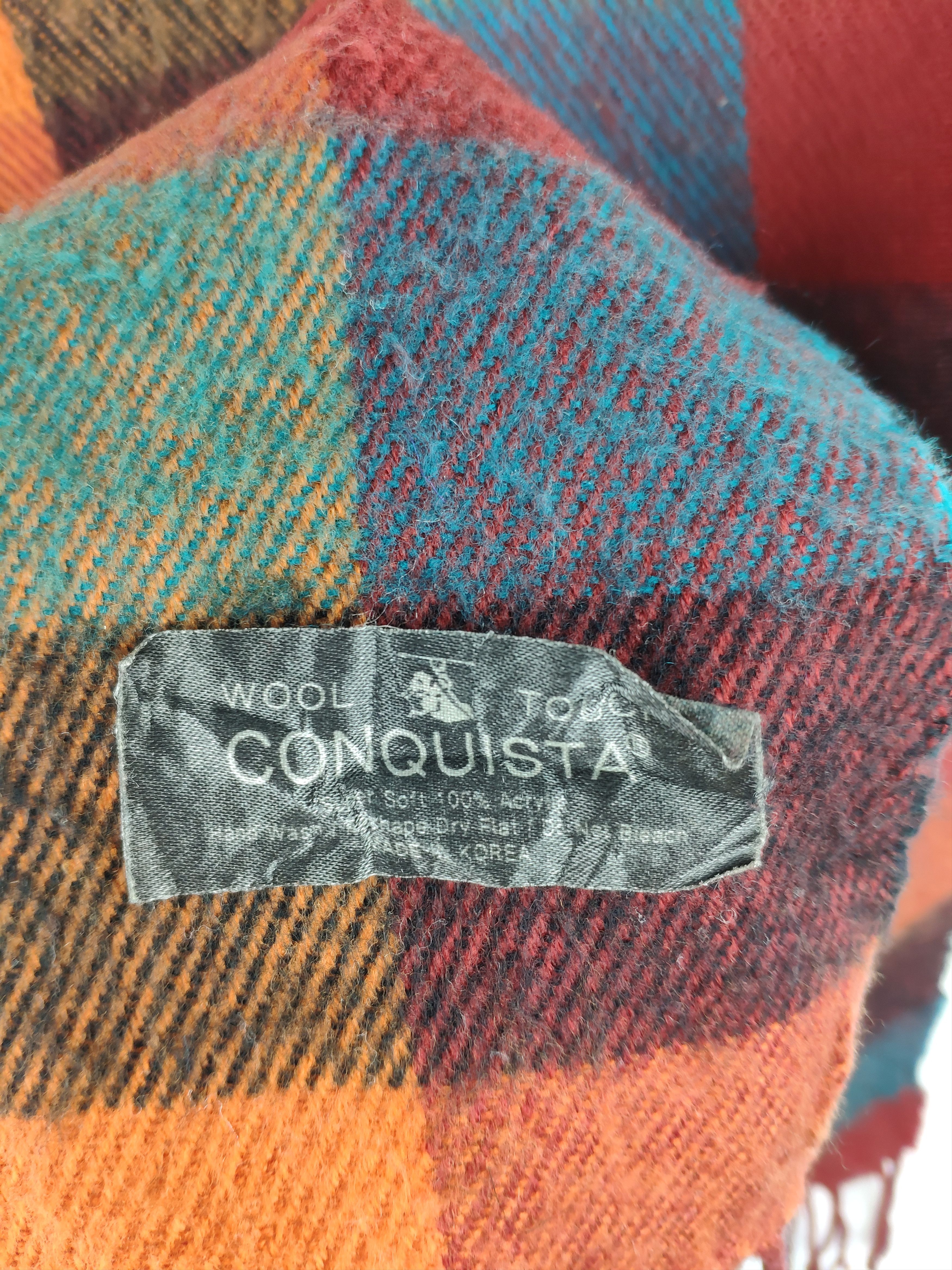 Other Conquista Cashmere Scarf Muffler Checkered Multicolour Size ONE SIZE - 2 Thumbnail
