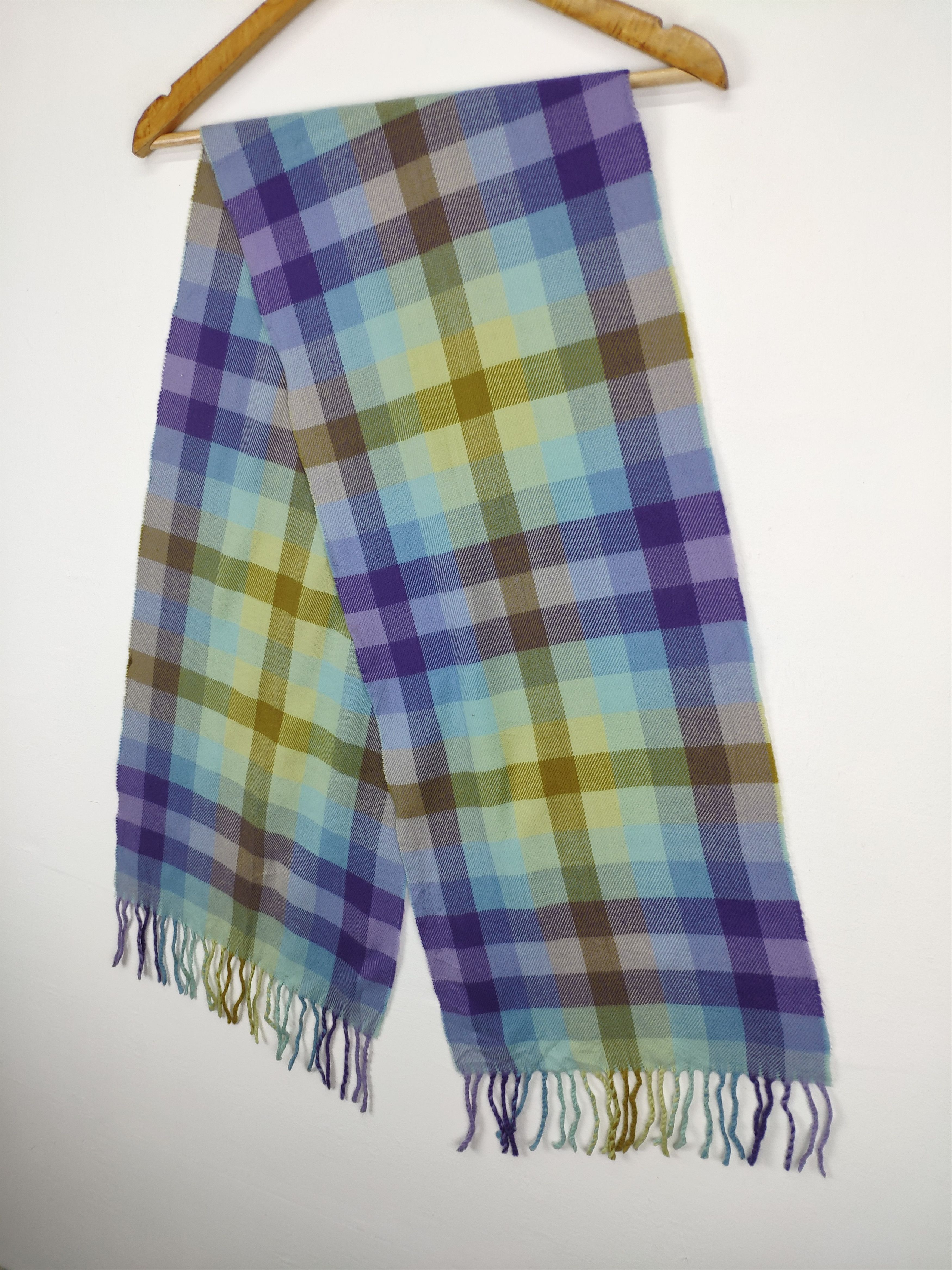 Vintage Steal 💥 Unbranded Checkered Wool Scarf Muffler Size ONE SIZE - 2 Thumbnail