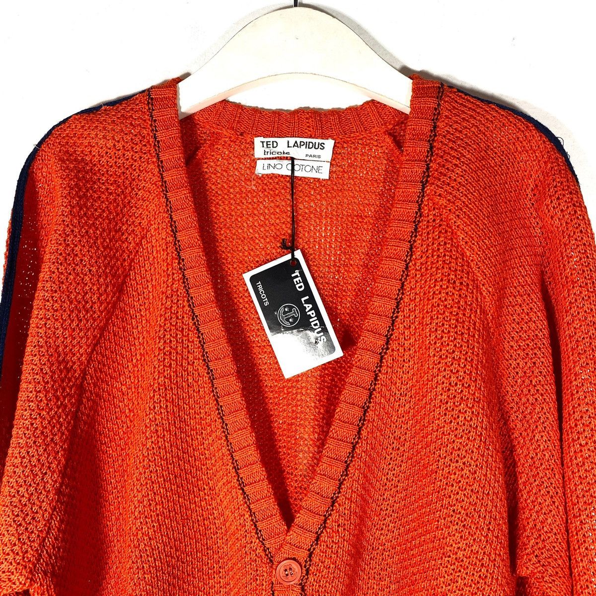 Ted Lapidus cotton-linen knitted cardigan anchor buttons NOS - Main Image