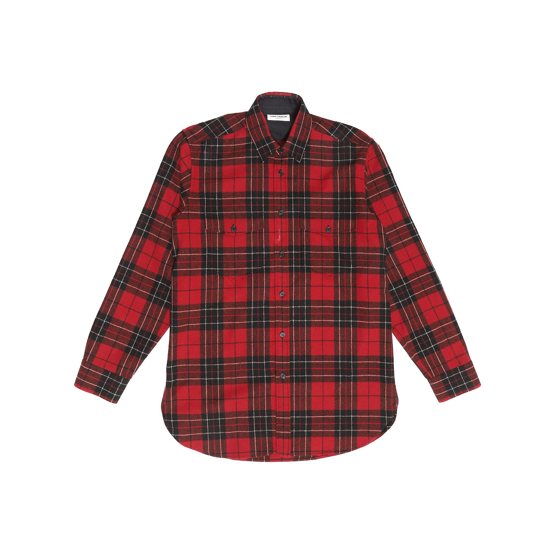 image of Saint Laurent Paris Fw13 Oversized Red Flannel Shirt, Men's (Size Medium)