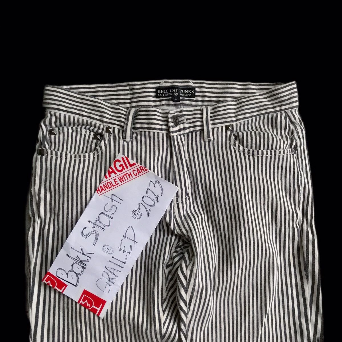 Japanese Brand × Seditionaries Vintage Seditionaries HellCatPunks Studded Stripes Pants Size US 31 - 2 Thumbnail