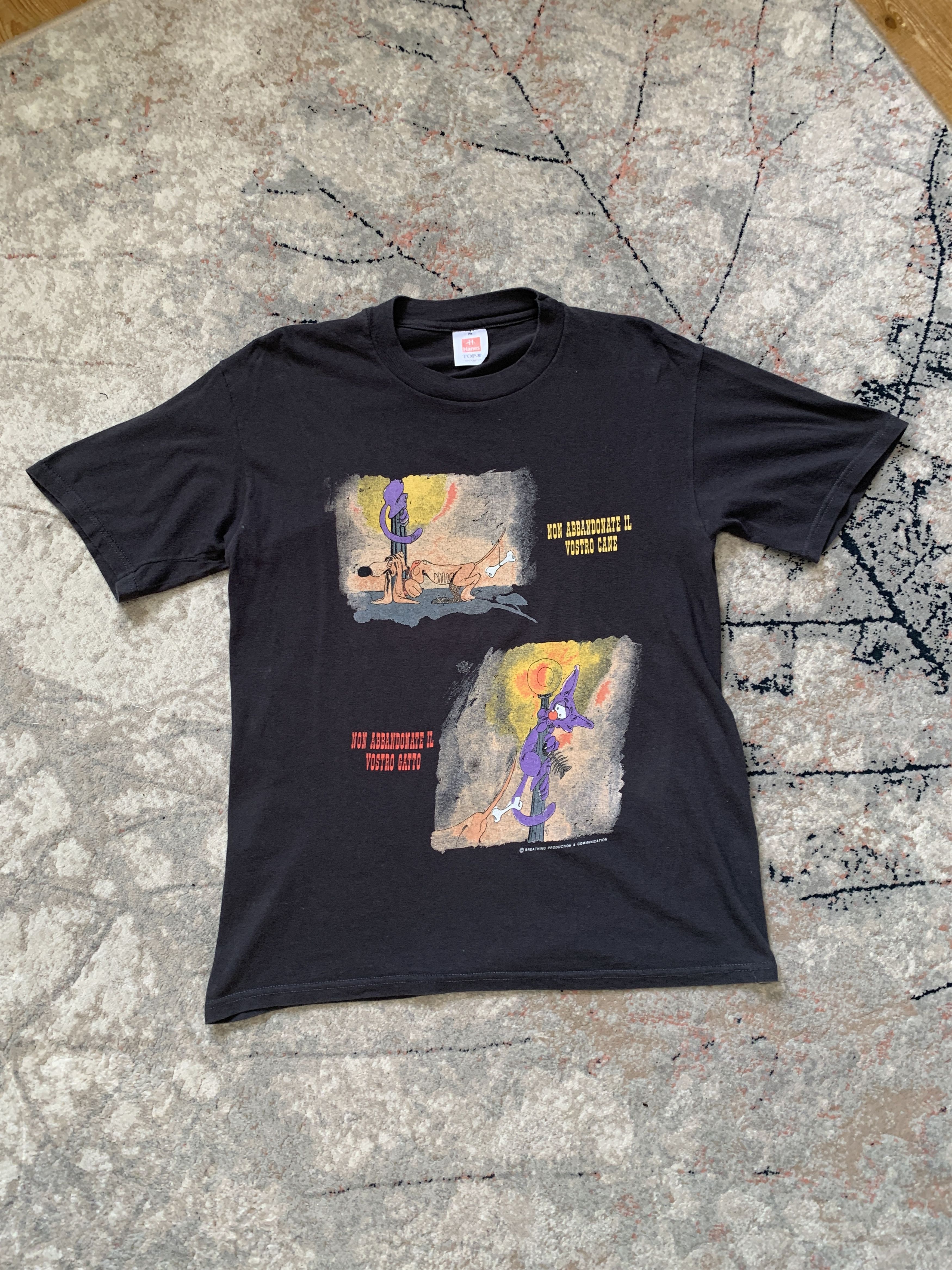 Hanes Non Abbandonate Il Vostro Gatto Vintage T-Shirt Size US M / EU 48-50 / 2 - 1 Thumbnail