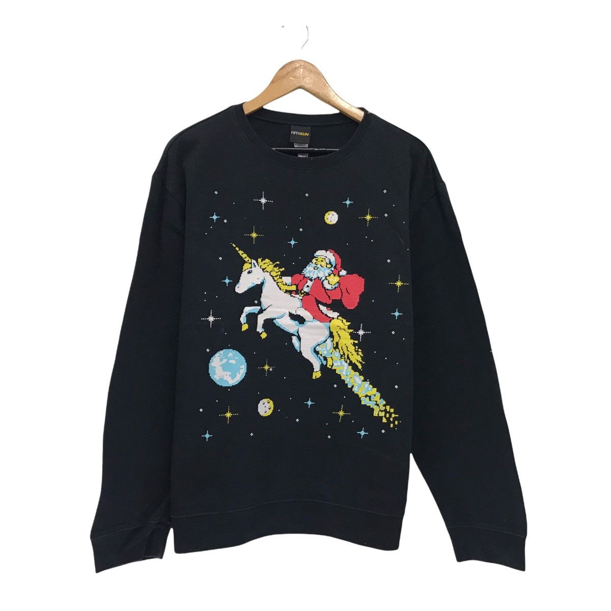 Vintage Santa Claus Flying Riding Unicorn Sweatshirt