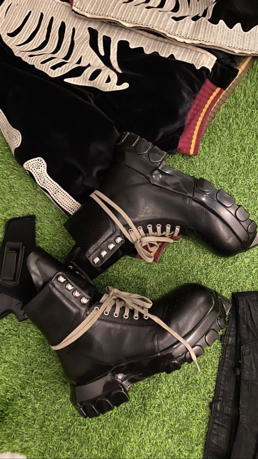 Rick Owens Black Tractor Dunk Boots Grailed