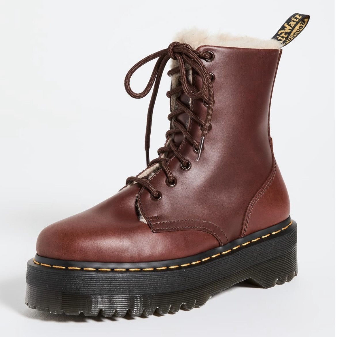 DR. MARTENS Jadon Abruzzo Faux Fur good Lined Lug Sole Combat Boot, size 7. EU 38