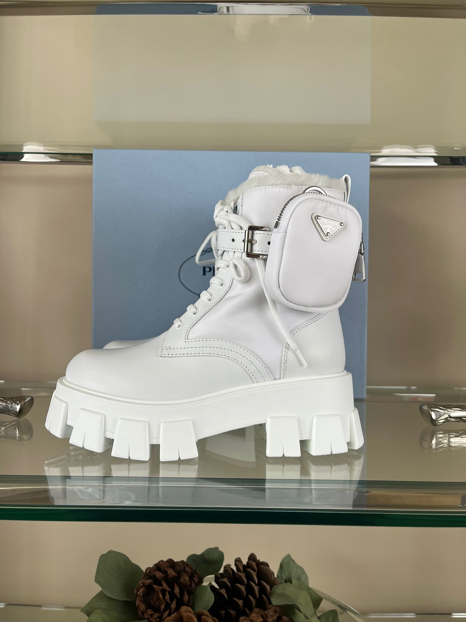 Prada Short Monolith Cargo Pocket Combat Boots in White Size US 7 / IT 37 - 5 Thumbnail