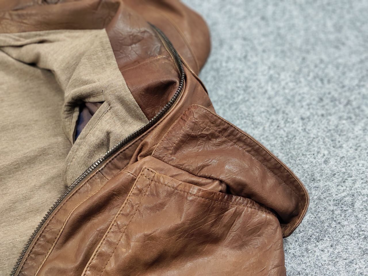 Vintage Werner Christ premium men's brown Leather Jacket Size US L / EU 52-54 / 3 - 24 Thumbnail