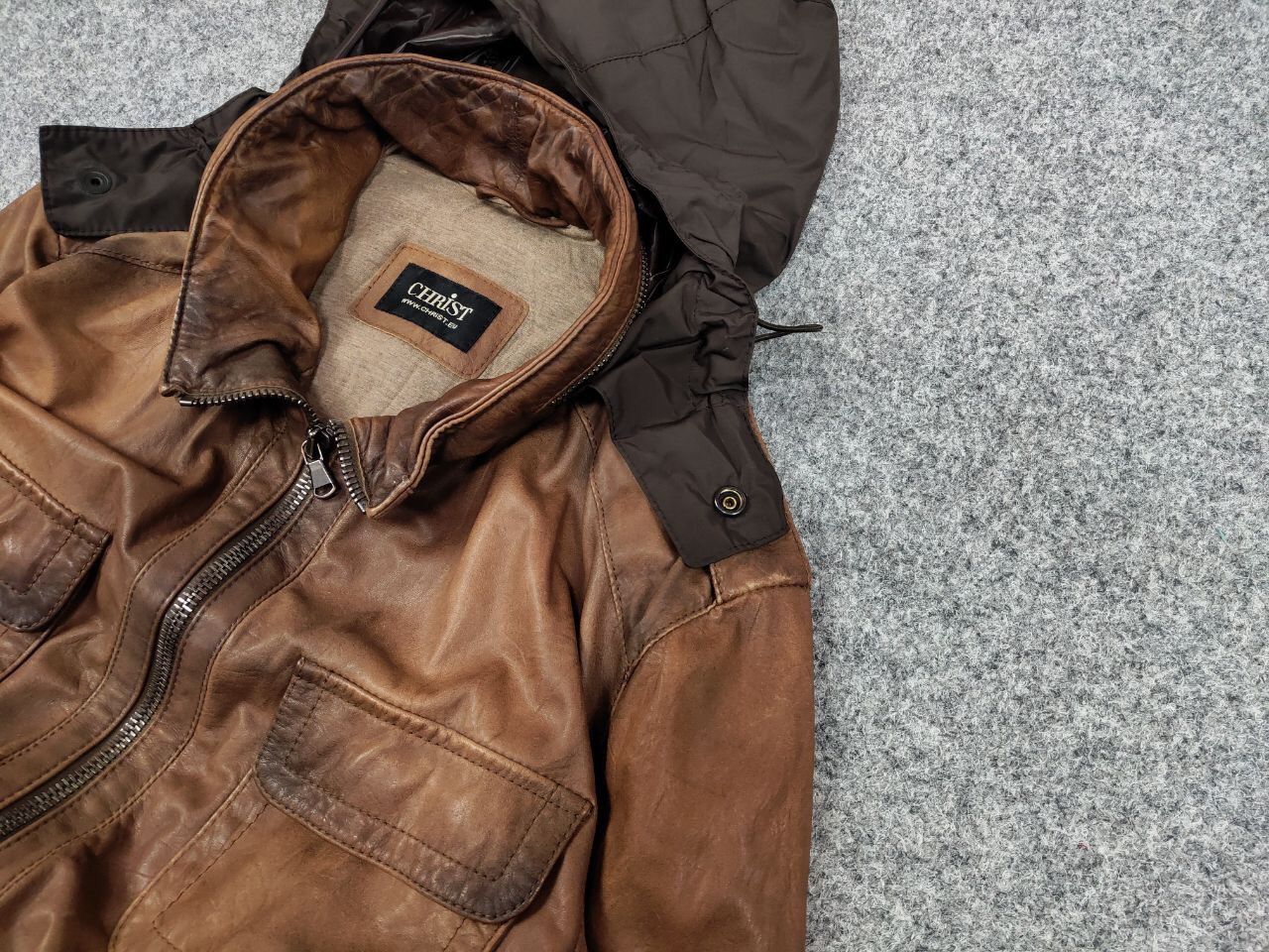 Vintage Werner Christ premium men's brown Leather Jacket Size US L / EU 52-54 / 3 - 4 Thumbnail
