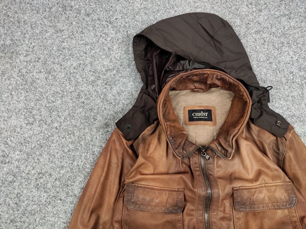 Vintage Werner Christ premium men's brown Leather Jacket Size US L / EU 52-54 / 3 - 11 Thumbnail