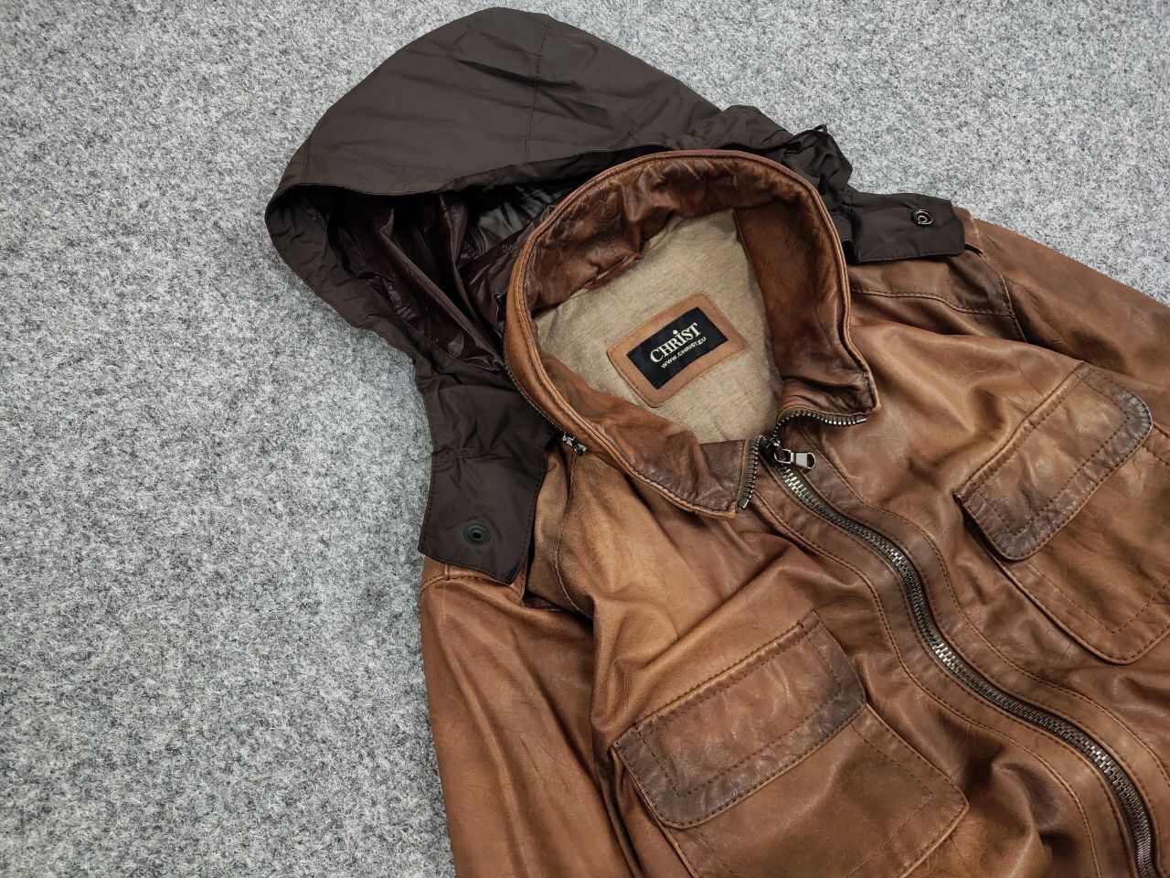 Vintage Werner Christ premium men's brown Leather Jacket Size US L / EU 52-54 / 3 - 7 Thumbnail