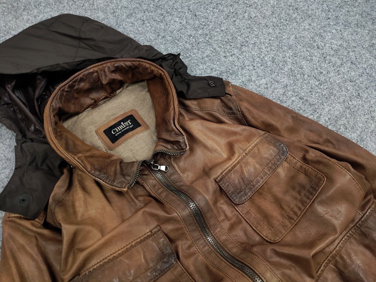 Vintage Werner Christ premium men's brown Leather Jacket Size US L / EU 52-54 / 3 - 12 Thumbnail