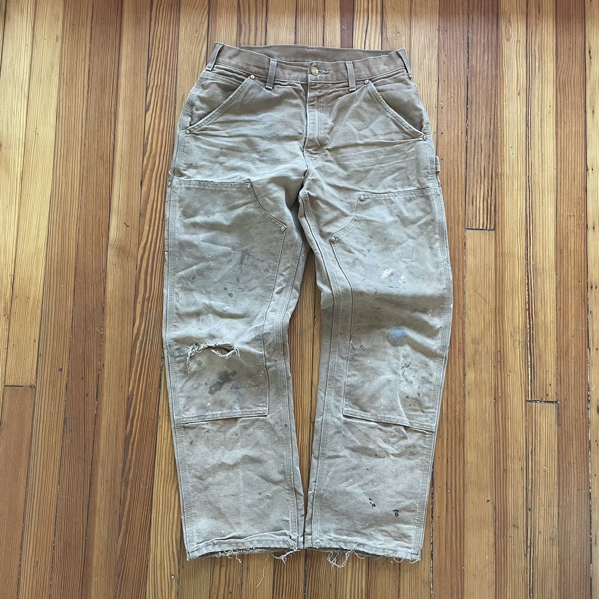 Vintage Distressed Carhartt Double Knees Tan