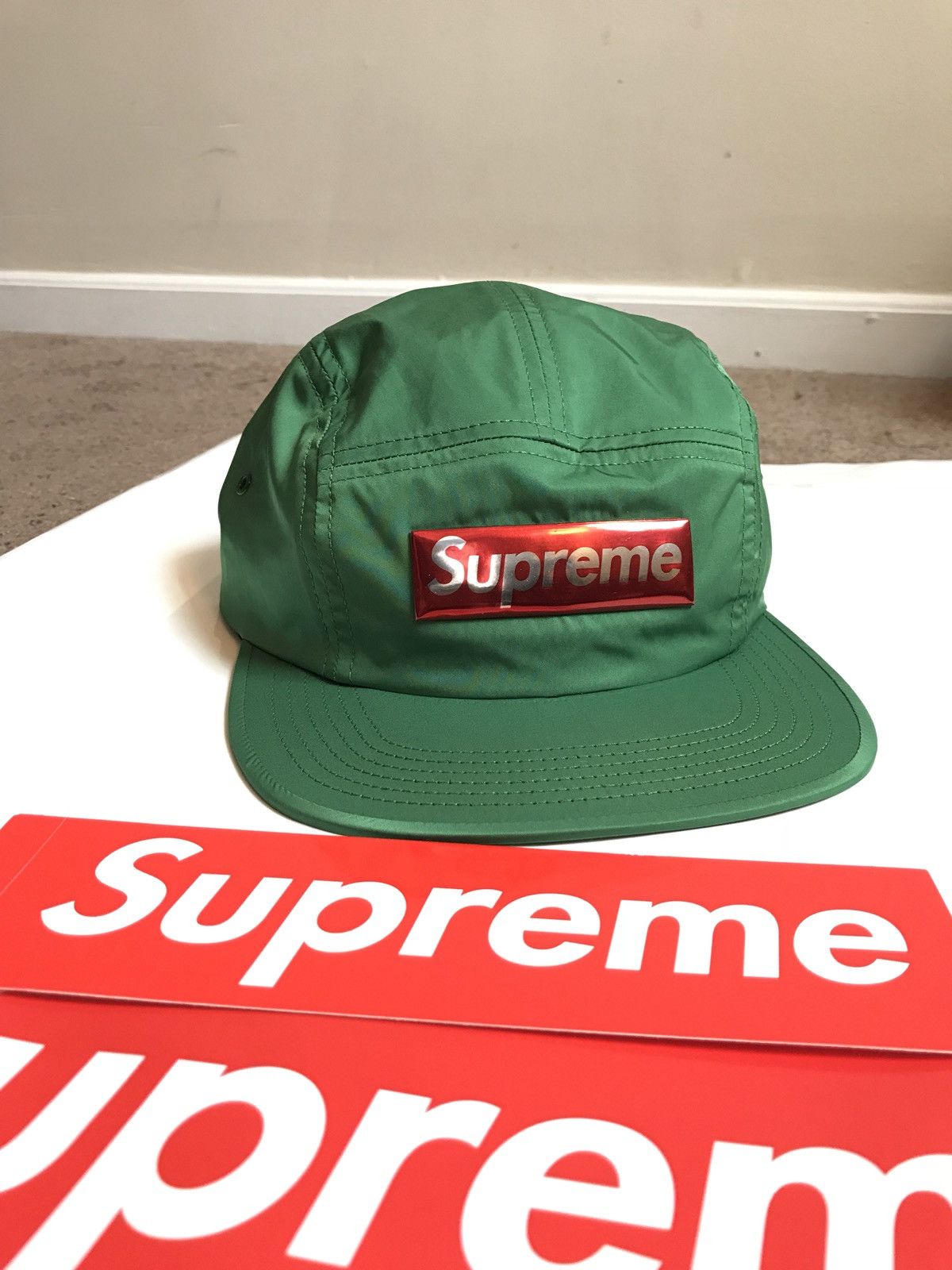 Supreme Liquid Metal Logo Camp Cap, Green | Grailed