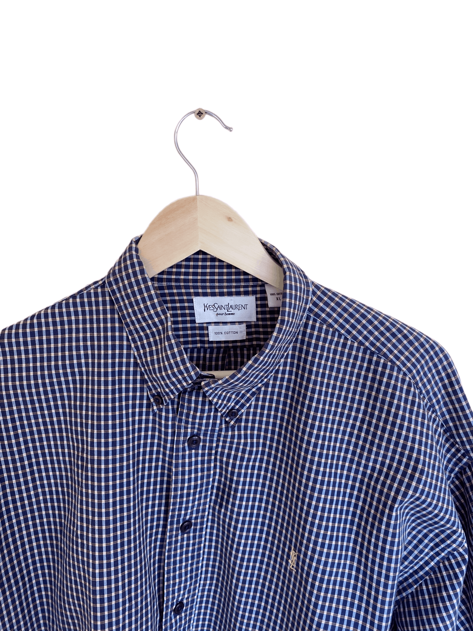 Vintage Yves Saint Laurent YSL checkered shirt, size XL Size US XL / EU 56 / 4 - 2 Thumbnail