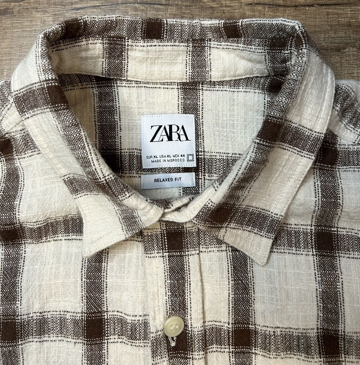 Vintage Vintage Zara checkered Flannel in White/Cream and Brown Size US XL / EU 56 / 4 - 3 Thumbnail