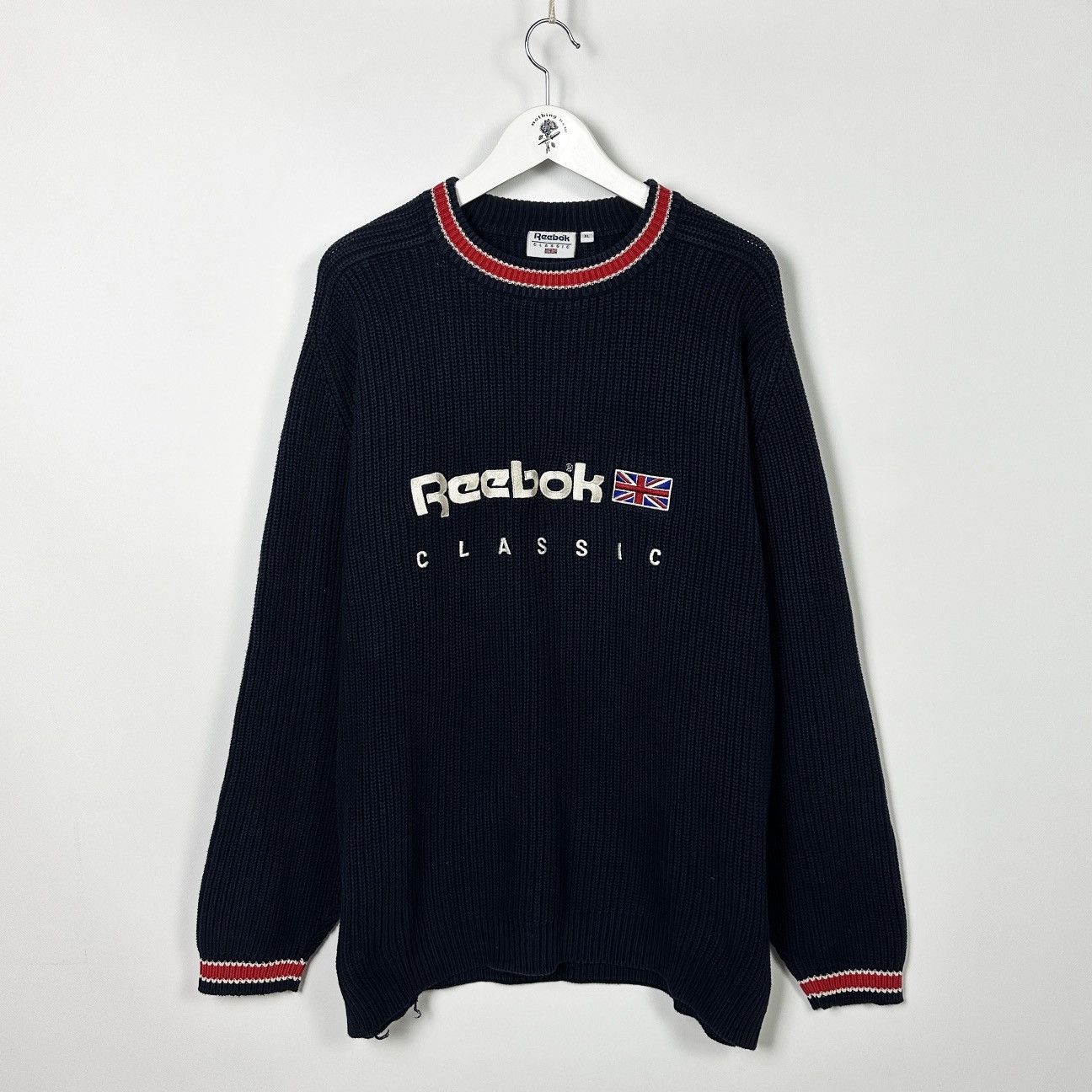 Reebok Vintage 90s Knitted Embroidered logo Reebok sweater rare Size US XL / EU 56 / 4 - 1 Thumbnail