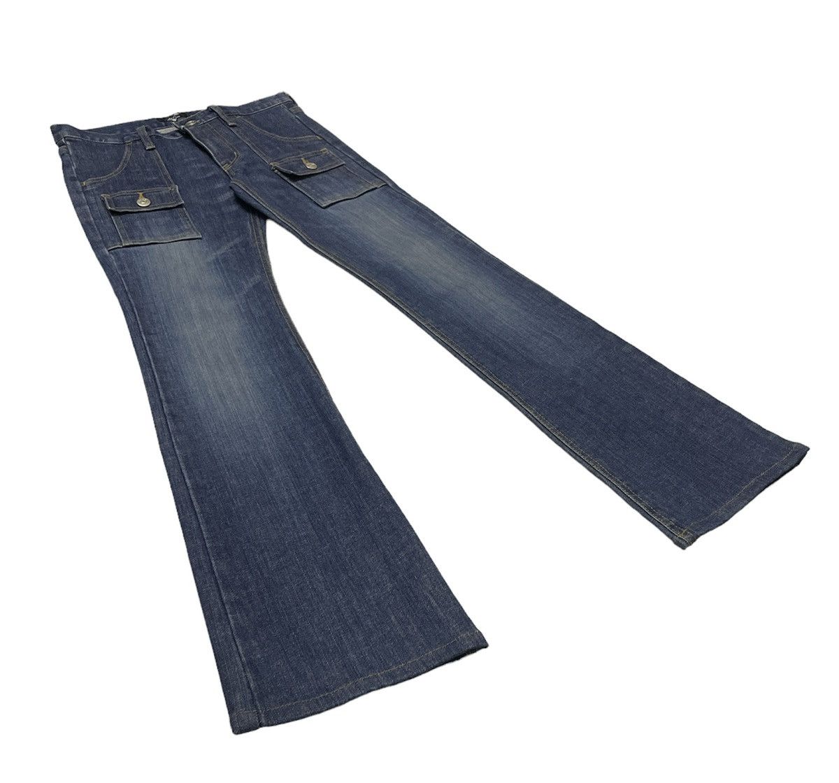 image of Yohji Yamamoto x YS Yamamoto Yohji Ined Bush Flare Jeans in Blue, Women's (Size 28)