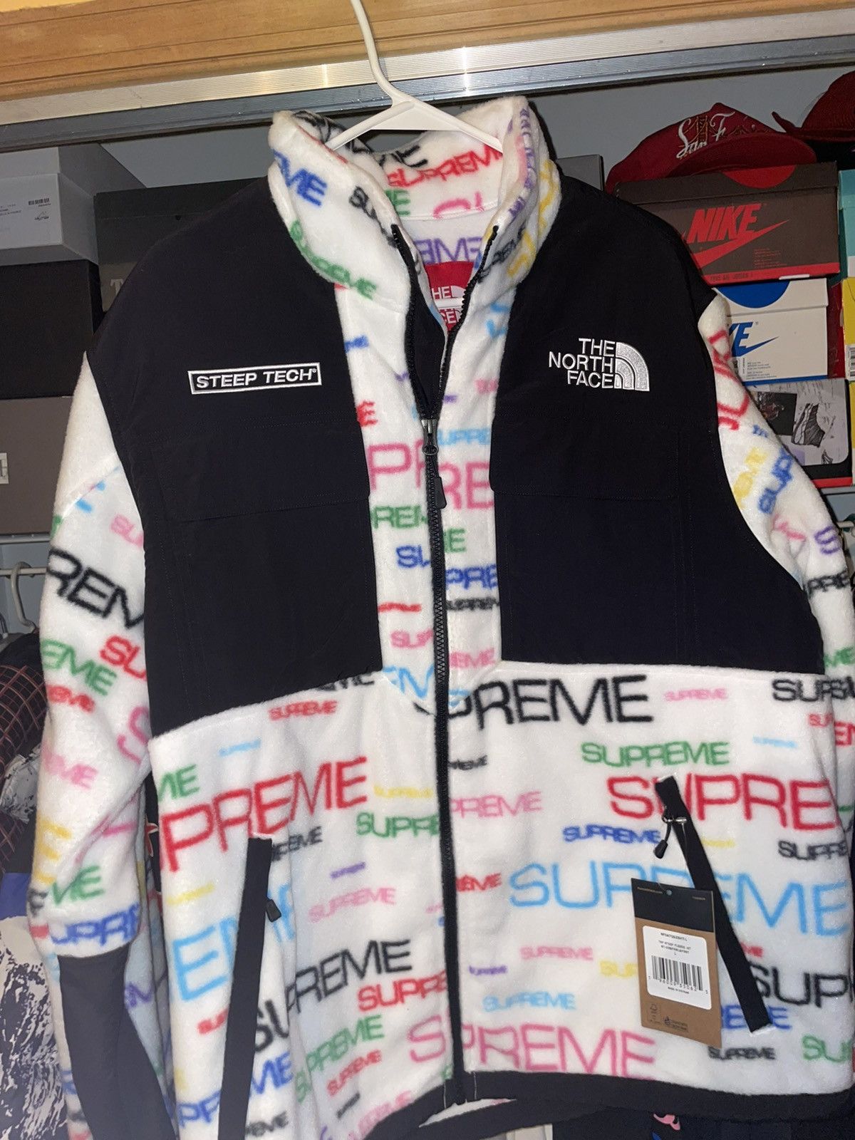 Supreme Tnf steep tech fleece white sz L | Grailed