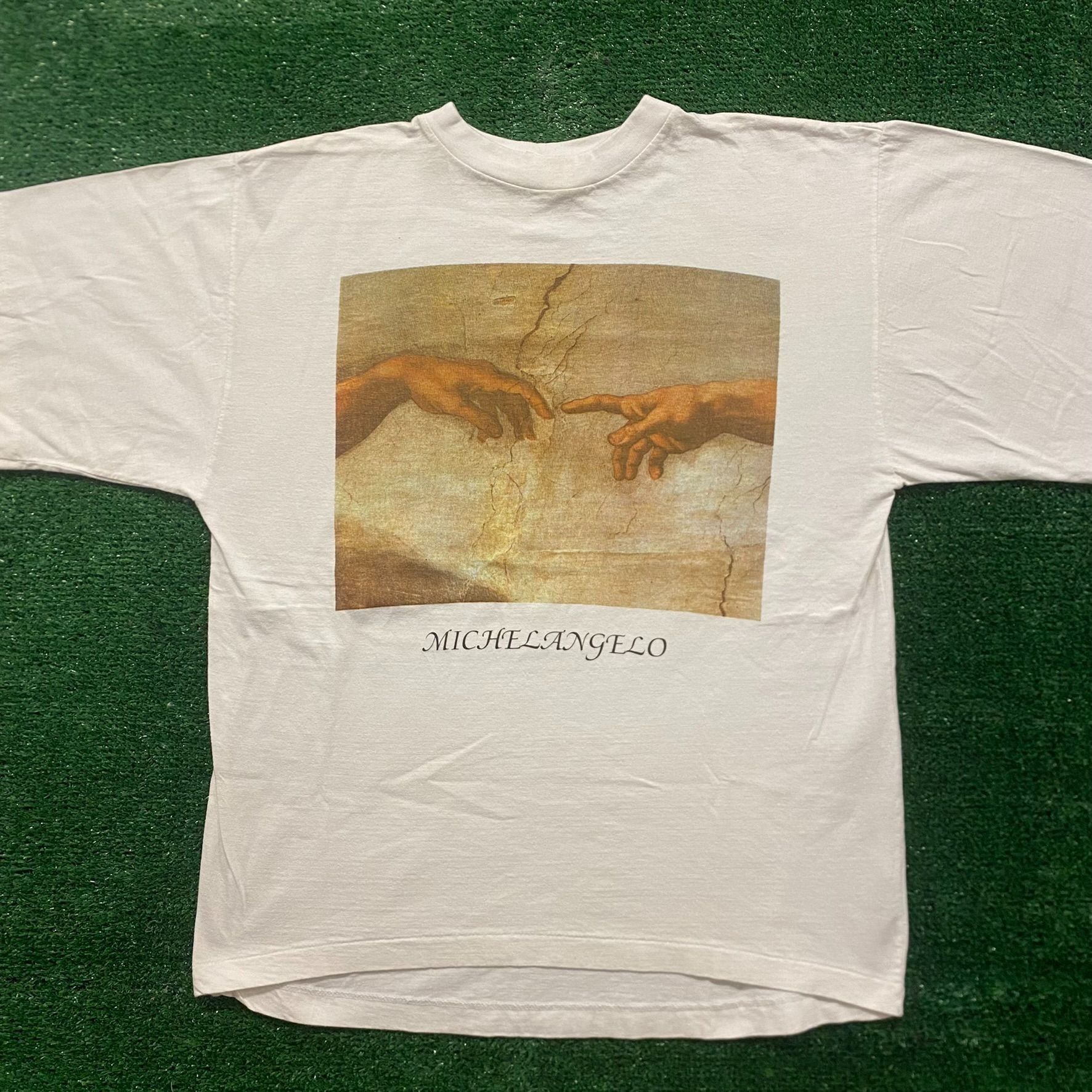 Vintage Michelangelo Vintage 90s Painting Art T-Shirt Size US XL / EU 56 / 4 - 1 Thumbnail