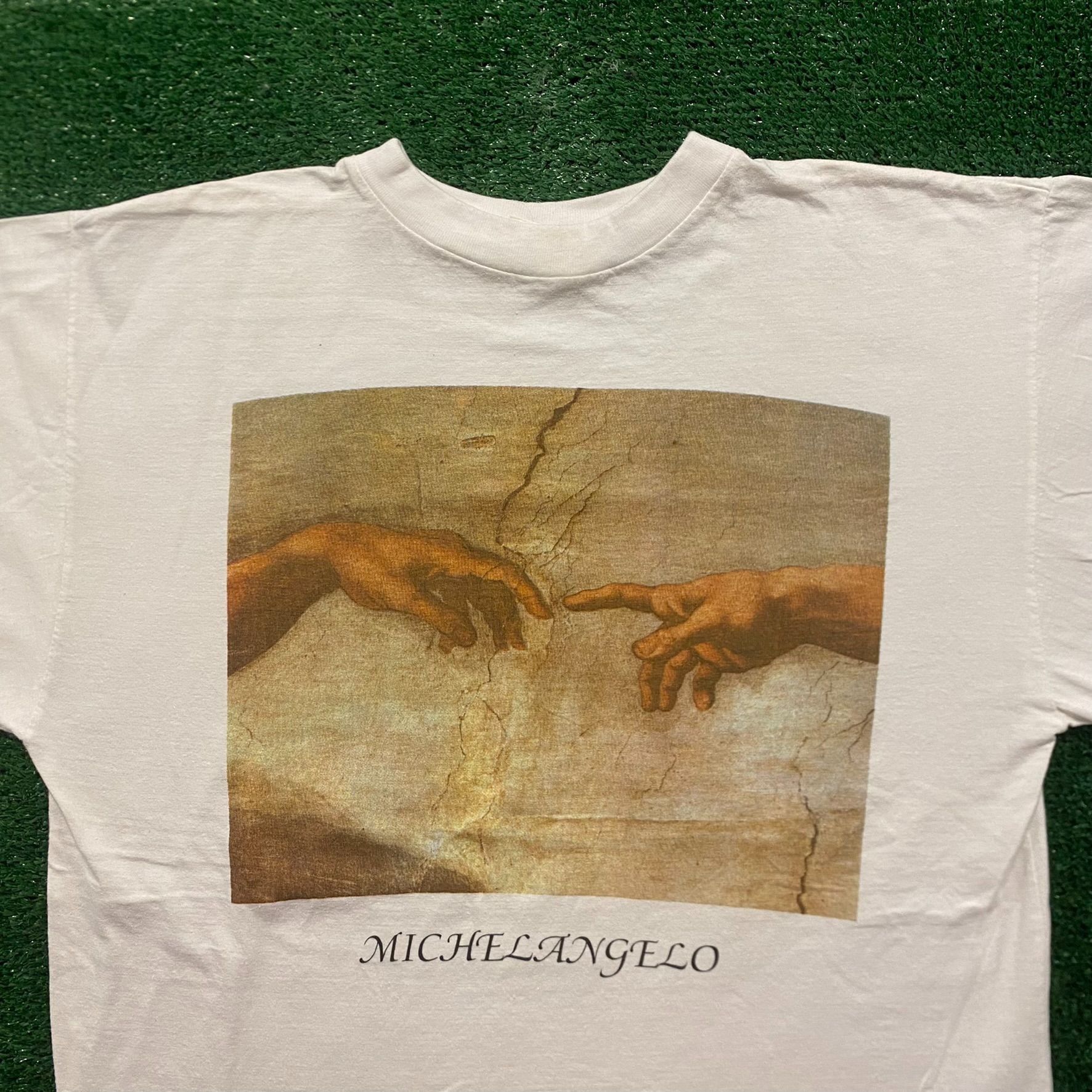 Vintage Michelangelo Vintage 90s Painting Art T-Shirt Size US XL / EU 56 / 4 - 2 Thumbnail