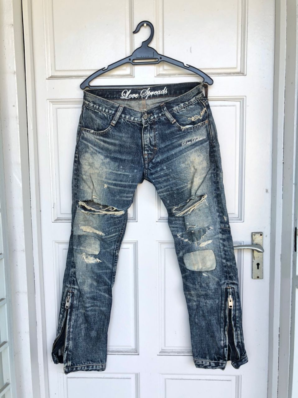Hysteric Glamour × Japanese Brand RNA INC distressed denim /boro/ Sashiko very rare zip on leg Size US 31 - 1 Thumbnail