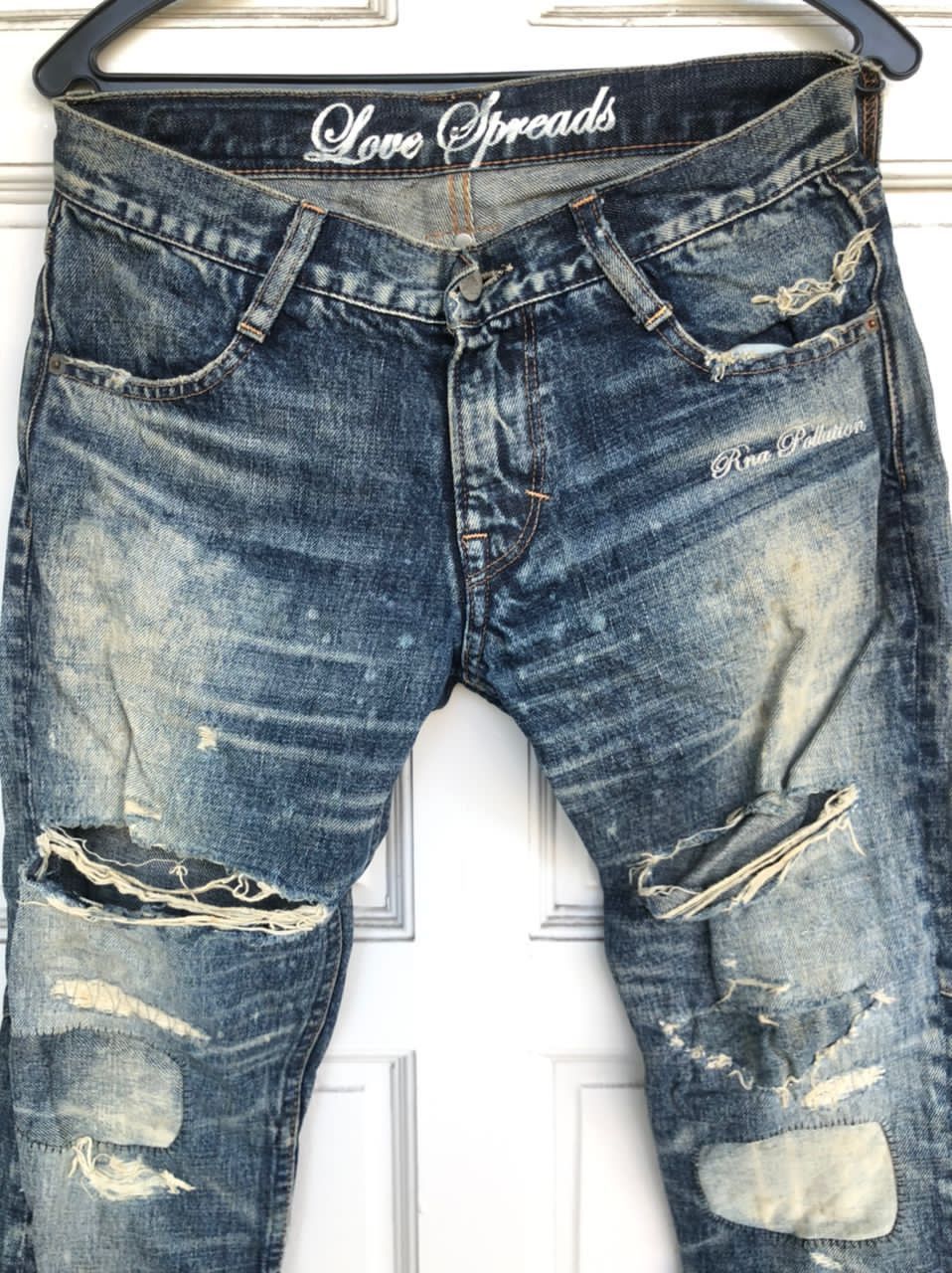 Hysteric Glamour × Japanese Brand RNA INC distressed denim /boro/ Sashiko very rare zip on leg Size US 31 - 2 Thumbnail
