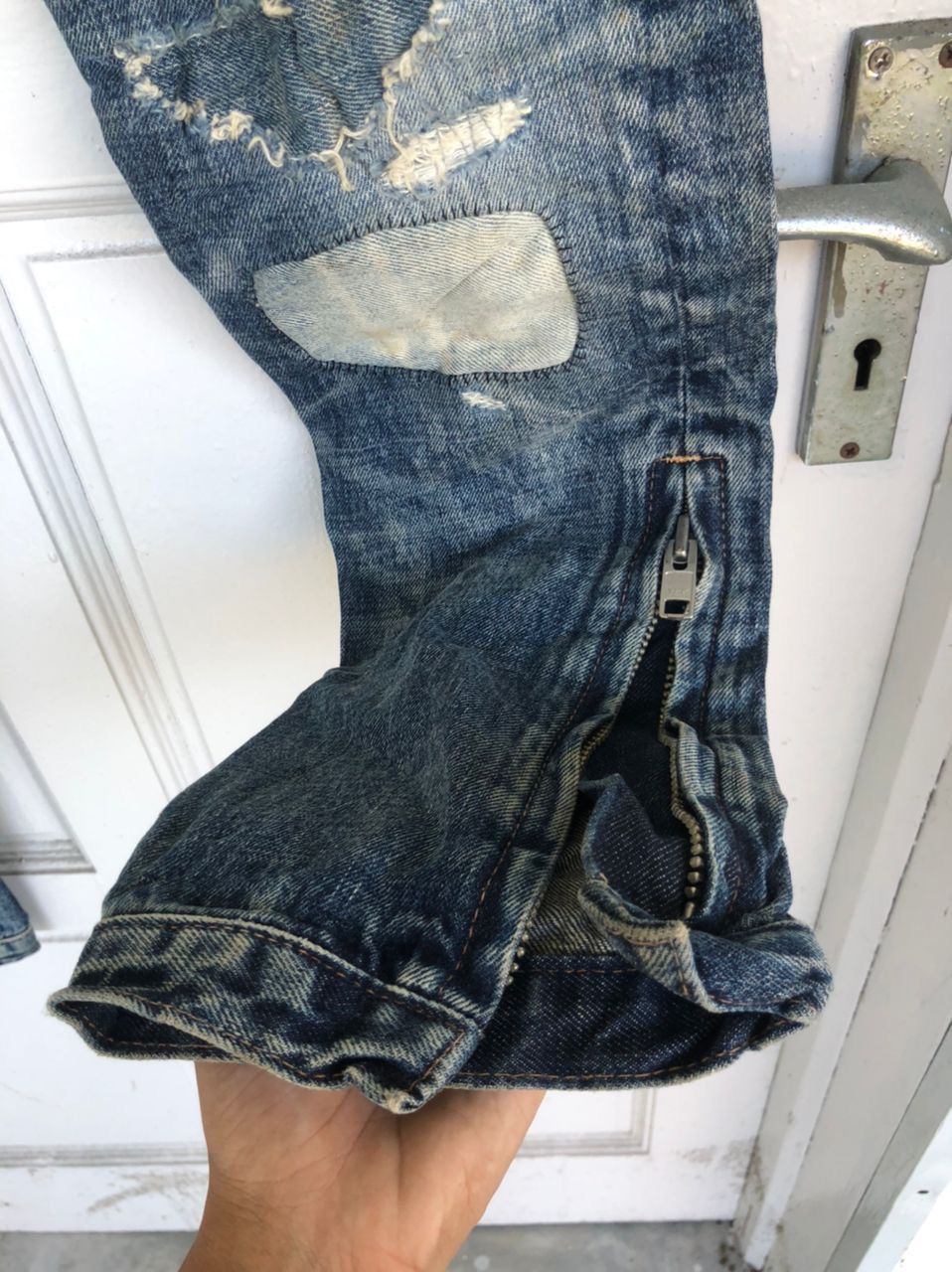 Hysteric Glamour × Japanese Brand RNA INC distressed denim /boro/ Sashiko very rare zip on leg Size US 31 - 6 Thumbnail