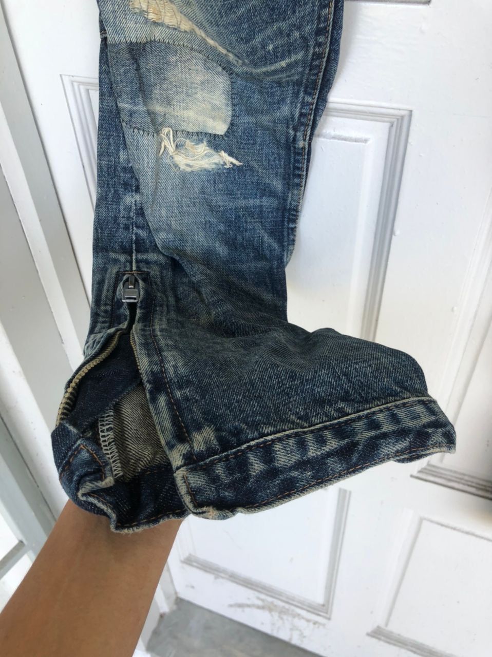 Hysteric Glamour × Japanese Brand RNA INC distressed denim /boro/ Sashiko very rare zip on leg Size US 31 - 7 Thumbnail