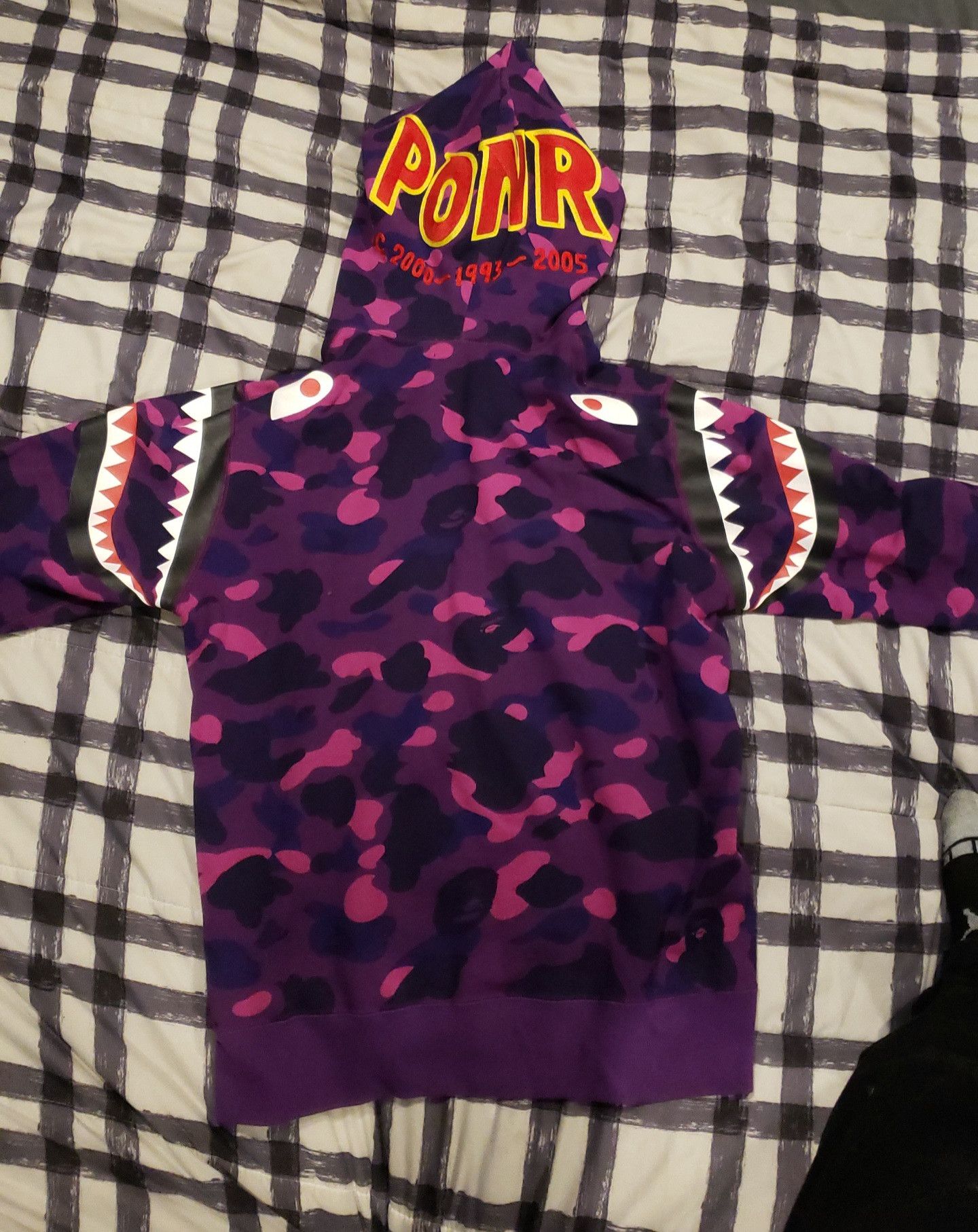 Bape BAPE Double Shoulder Shark full zip Hoodie purple camo Size US XL / EU 56 / 4 - 2 Thumbnail