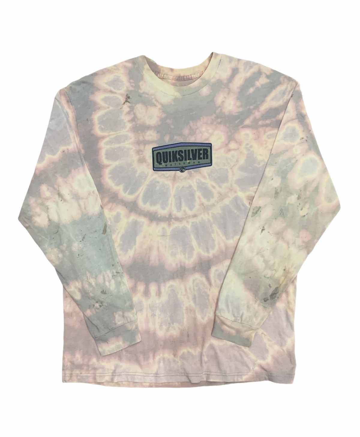 Quiksilver Faded Tie Dye Long Sleeve Front Back Print