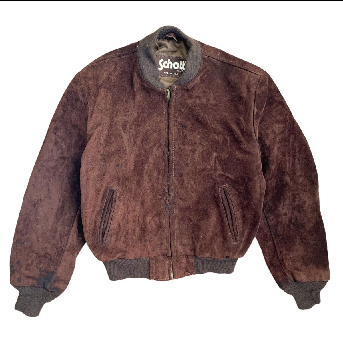 Schott × Vintage SCHOTT LEATHER JACKET SUEDE PERFECTO BOMBER