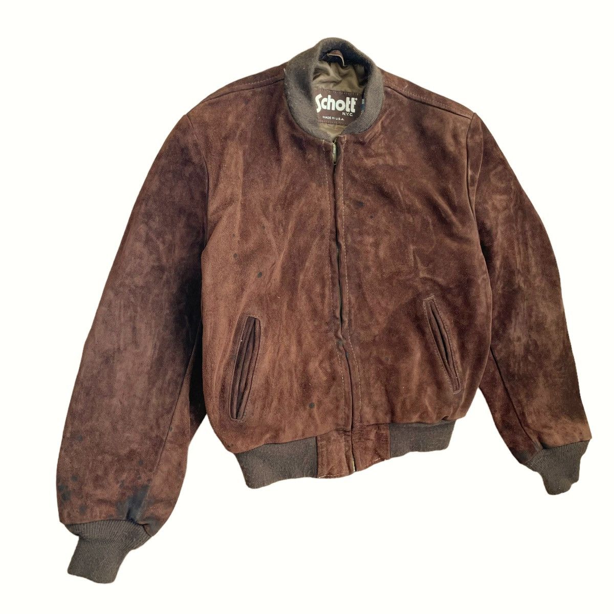 Schott × Vintage 💥 Schott Suede Leather Bomber Jacket | Grailed