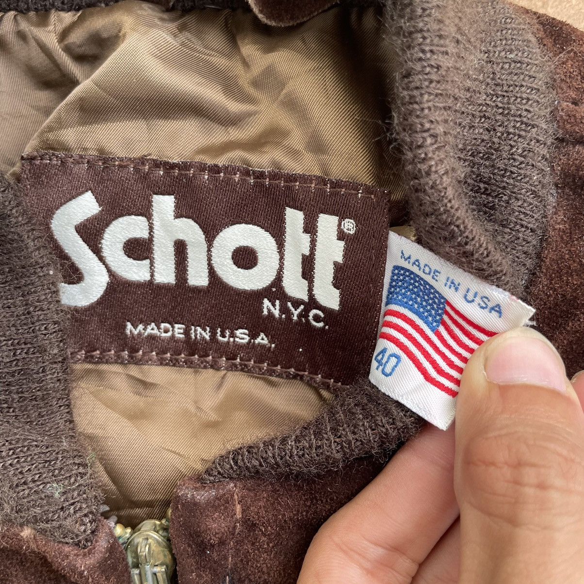 Schott × Vintage 💥 Schott Suede Leather Bomber Jacket Size US M / EU 48-50 / 2 - 13 Thumbnail