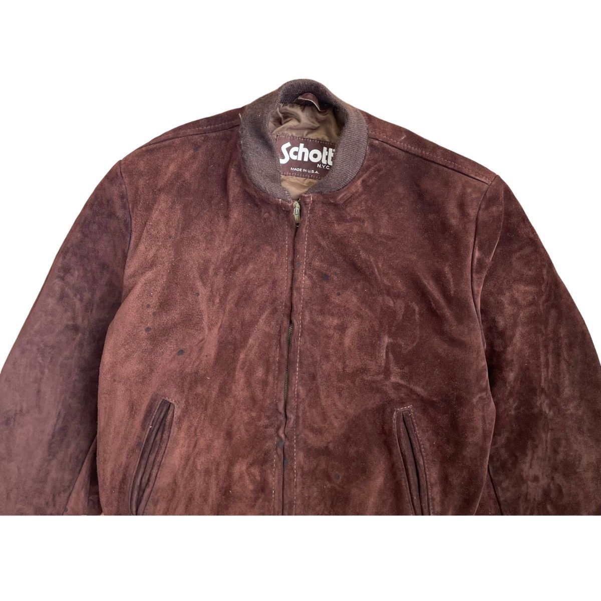 Schott × Vintage 💥 Schott Suede Leather Bomber Jacket Size US M / EU 48-50 / 2 - 3 Thumbnail