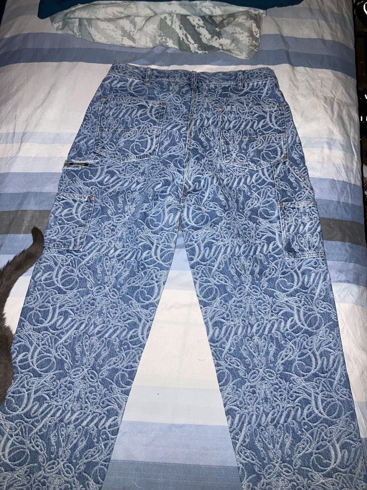 Supreme Supreme Script Jacquard Double Knee Pants | Grailed