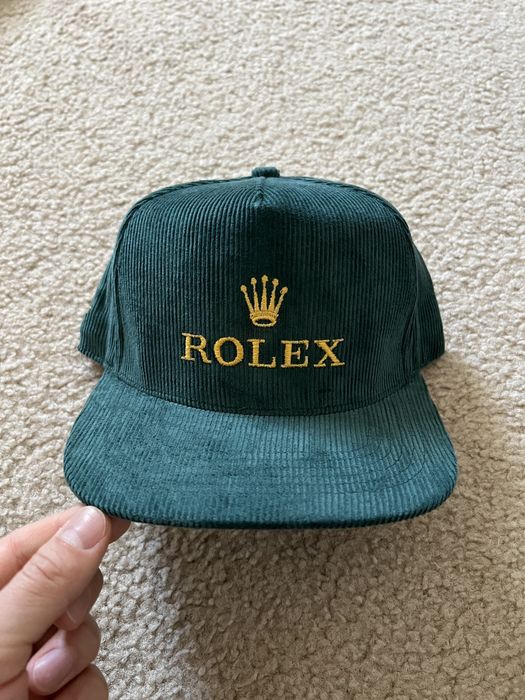 Vintage Rolex logo bootleg vintage high profile corduroy cap hat