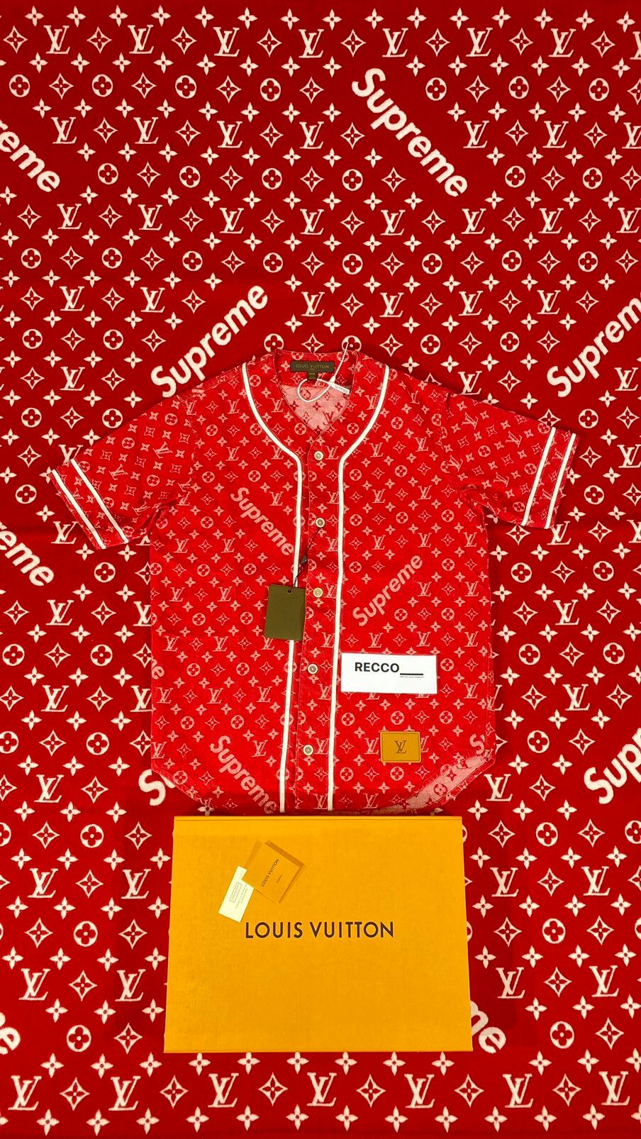 Supreme Louis Vuitton X Supreme XXS Red monogram baseball jersey