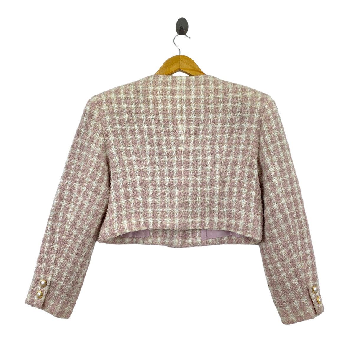 Japanese Brand GOZAN Japan Brand Tartan Check Wool Crop Top Tweed Blazer Size S / US 4 / IT 40 - 4 Thumbnail