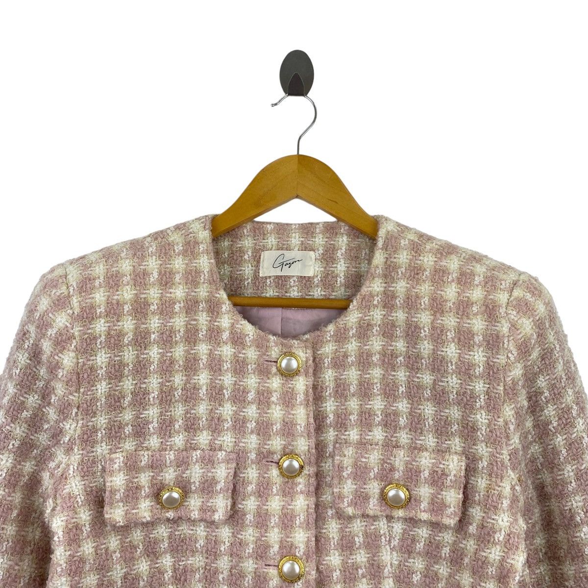 Japanese Brand GOZAN Japan Brand Tartan Check Wool Crop Top Tweed Blazer Size S / US 4 / IT 40 - 2 Thumbnail