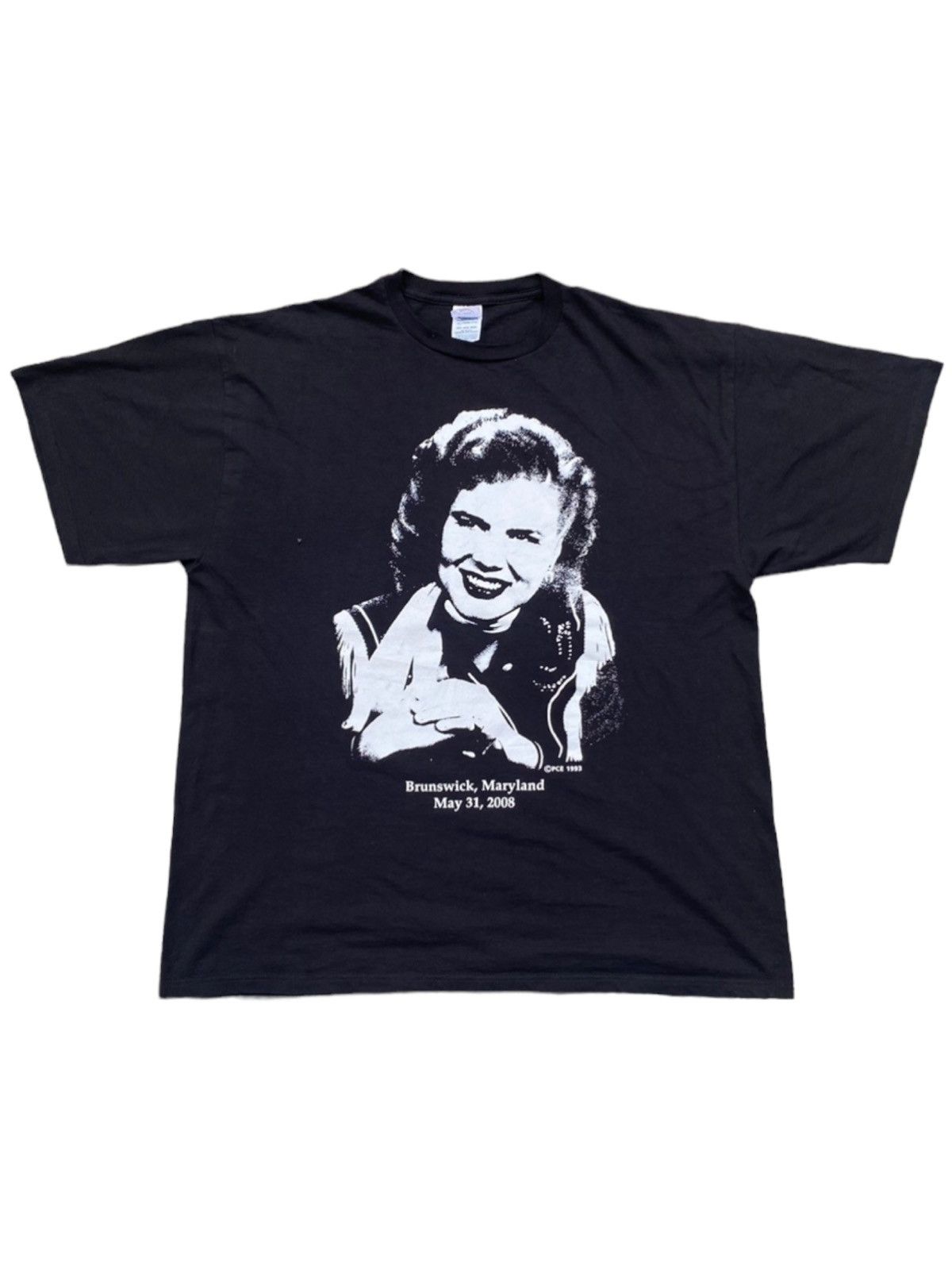 image of Band Tees x Rap Tees Vintage Patsy Cline American Singer Big Print Shirt. M in Black (Size 2XL)