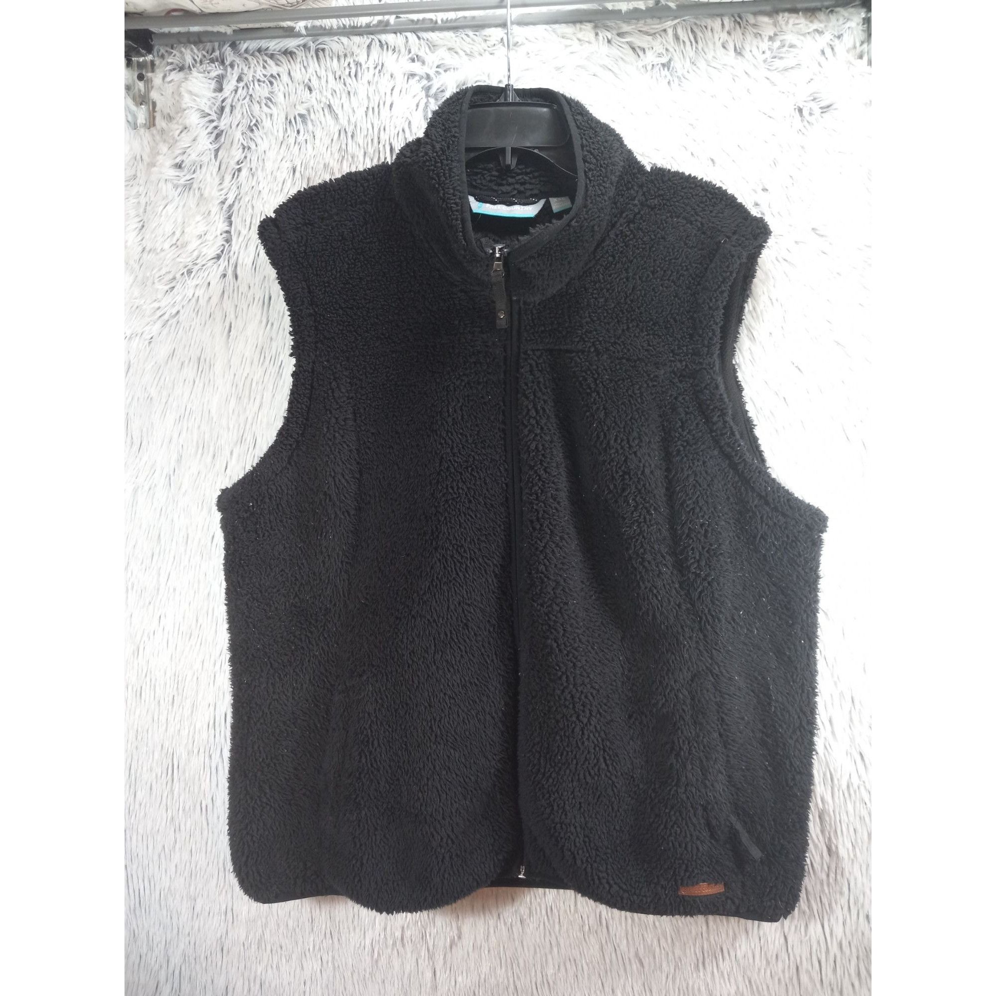 Free Country Free Country Vest Womans XXL Black Fuzzy Full Zip Fleece ...